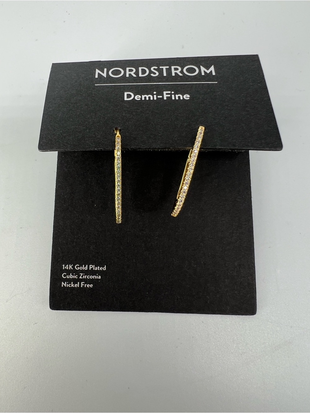 Nordstrom Gold plated Cubic Zirconia Pave Hoop Earrings